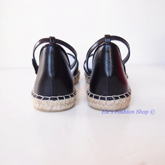 NIB Tory Burch Eleanor D'orsay Leather Espadrille Sandal BLACK 6.5 7 7.5 8 8.5 9 - Picture 14 of 16